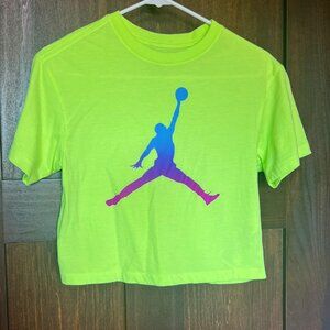 Girls Jordan Crop T-shirt - Lime Green